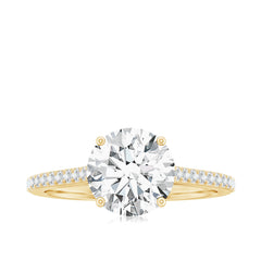 Certified Moissanite Round Cut Solitaire Ring with Side Stones