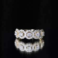 1.25 CT Round Cut Moissanite Halo Classic Band Ring