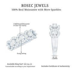1.25 CT Round Cut Moissanite Halo Classic Band Ring