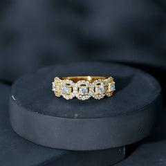 1.25 CT Round Cut Moissanite Halo Classic Band Ring