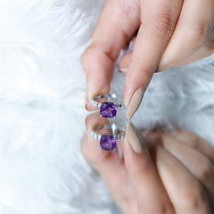 Cushion Cut Amethyst Solitaire Engagement Ring with Diamond
