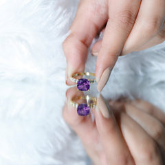 Cushion Cut Amethyst Solitaire Engagement Ring with Diamond