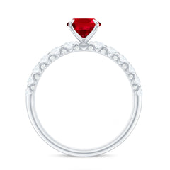Certified 1.5 Carat Lab Grown Ruby Oval Engagement Ring with Diamond