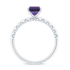 Solitaire Amethyst Engagement Ring with Diamond