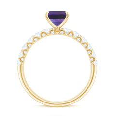 Solitaire Amethyst Engagement Ring with Diamond
