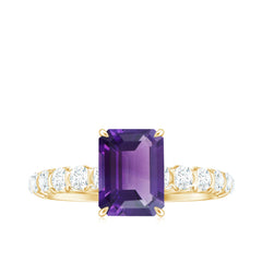 Solitaire Amethyst Engagement Ring with Diamond
