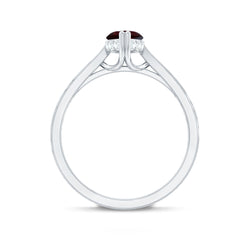 Natural Solitaire Garnet Marquise Engagement Ring with Diamond