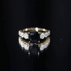 Lab Grown Black Diamond Solitaire Ring with Moissanite