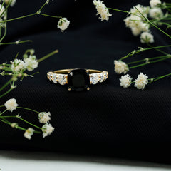 Lab Grown Black Diamond Solitaire Ring with Moissanite