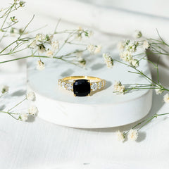 Lab Grown Black Diamond Solitaire Ring with Moissanite
