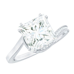 3.5 CT Moissanite Bypass Engagement Ring with Milgrain Detailing
