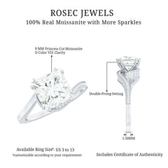 3.5 CT Moissanite Bypass Engagement Ring with Milgrain Detailing