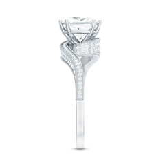 3.5 CT Moissanite Bypass Engagement Ring with Milgrain Detailing
