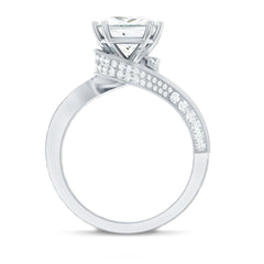 3.5 CT Moissanite Bypass Engagement Ring with Milgrain Detailing
