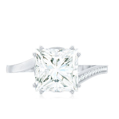 3.5 CT Moissanite Bypass Engagement Ring with Milgrain Detailing