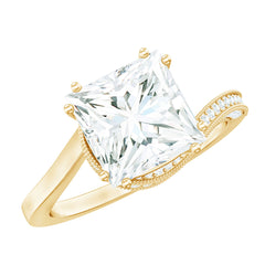 3.5 CT Moissanite Bypass Engagement Ring with Milgrain Detailing