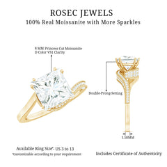 3.5 CT Moissanite Bypass Engagement Ring with Milgrain Detailing