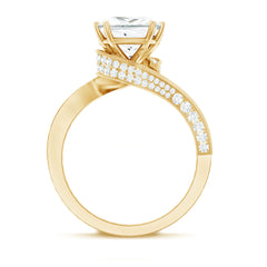 3.5 CT Moissanite Bypass Engagement Ring with Milgrain Detailing