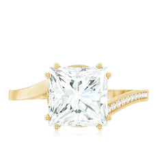 3.5 CT Moissanite Bypass Engagement Ring with Milgrain Detailing