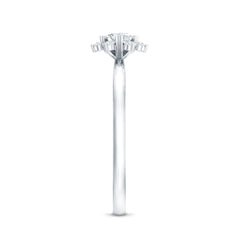 Round Moissanite Flower Promise Ring for Her