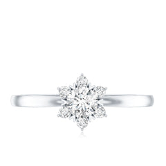 Round Moissanite Flower Promise Ring for Her