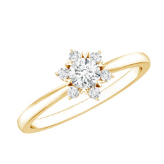 Round Moissanite Flower Promise Ring for Her