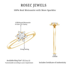 Round Moissanite Flower Promise Ring for Her