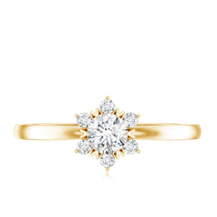 Round Moissanite Flower Promise Ring for Her