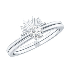 Certified Natural Diamond Promise Ring with Sunburst Enhancer
