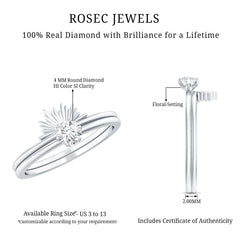 Certified Natural Diamond Promise Ring with Sunburst Enhancer