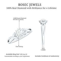 Diamond Flower Engagement Ring with Split Shank