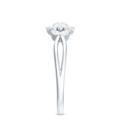 Diamond Flower Engagement Ring with Split Shank