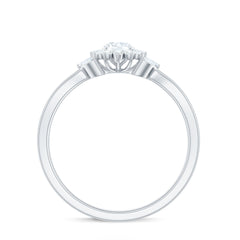Diamond Flower Engagement Ring with Split Shank