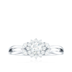 Diamond Flower Engagement Ring with Split Shank