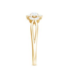 Diamond Flower Engagement Ring with Split Shank