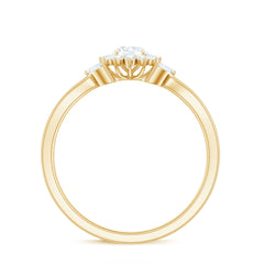 Diamond Flower Engagement Ring with Split Shank