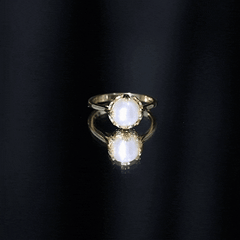8 MM Round Pearl Art Deco Engagement Ring