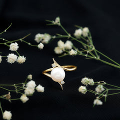 7.50 CT Freshwater Pearl Solitaire Bypass Ring with Diamond