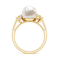 Natural Freshwater Pearl and Diamond Solitaire Engagement Ring