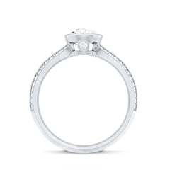 Bezel Set Moissanite Pear Engagement Ring with Filigree Details