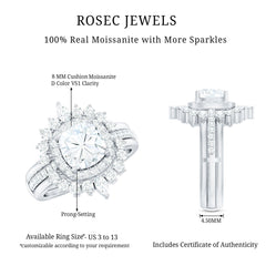 Cushion Cut Moissanite Vintage Inspired Wedding Ring Set