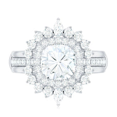 Cushion Cut Moissanite Vintage Inspired Wedding Ring Set