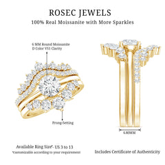 Certified Moissanite Designer Bridal Ring Set