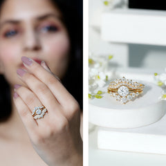 Certified Moissanite Designer Bridal Ring Set