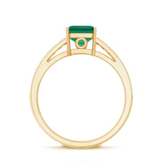 6 mm Princess Cut Lab Created Emerald Engagement Ring with Diamond Side Stones