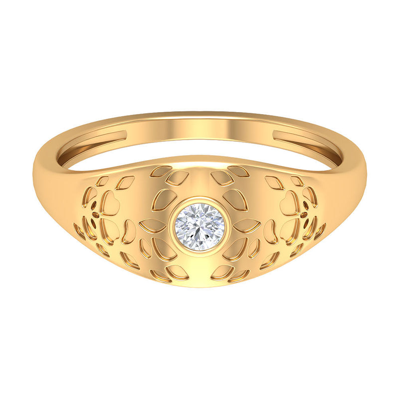 Diamond Textured Signet Ring for Men