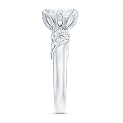 8 MM Asscher Cut Moissanite Solitaire Engagement Ring in Petal Prong Setting