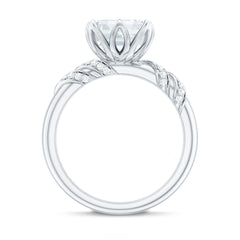 8 MM Asscher Cut Moissanite Solitaire Engagement Ring in Petal Prong Setting