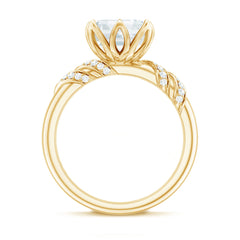 8 MM Asscher Cut Moissanite Solitaire Engagement Ring in Petal Prong Setting
