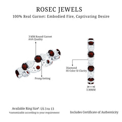 Natural Garnet Diamond Eternity Ring for Anniversary